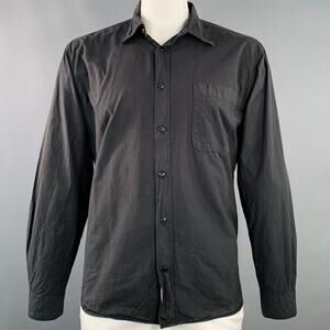 MERZ B. SCHWANEN Size XL Black Cotton One Pocket Long Sleeve Shirt